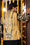 Angad Creations_Black Silk Embroidery, Metallic Arafat Ombre Tilla Work Nehru Jacket And Kurta Set _Online_at_Aza_Fashions