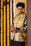 Buy_Angad Creations_Black Silk Embroidery, Metallic Arafat Ombre Tilla Work Nehru Jacket And Kurta Set _at_Aza_Fashions