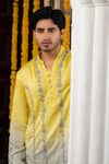 Buy_Angad Creations_Yellow Linen, Satin Embroidery Khush Rangi Ombre Tilla Work Kurta Set _Online_at_Aza_Fashions