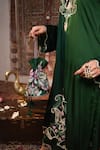 Buy_Angad Creations_Green Cotton Satin, Georgette Embroidery Round Neck Hina Thread Kurta Set _Online_at_Aza_Fashions