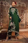 Buy_Angad Creations_Green Cotton Satin, Georgette Embroidery Round Neck Hina Thread Kurta Set _at_Aza_Fashions