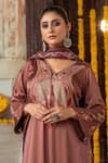 Buy_Angad Creations_Brown Cotton Satin, Organza Nazameen Ombre Thread And Tilla Work Kurta Set _Online_at_Aza_Fashions