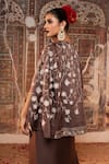 Buy_Angad Creations_Brown Cotton Satin Embroidery, Metallic Thread Eera And Tilla Shrug Jacket Set _Online_at_Aza_Fashions
