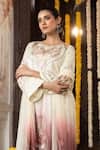 Buy_Angad Creations_Cream Cotton Satin, Georgette Zareena Thread And Tilla Work Ombre Kurta Set _Online_at_Aza_Fashions