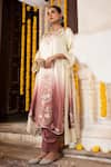 Buy_Angad Creations_Cream Cotton Satin, Georgette Zareena Thread And Tilla Work Ombre Kurta Set _at_Aza_Fashions