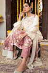 Buy_Angad Creations_Cream Cotton Satin, Georgette Zareena Thread And Tilla Work Ombre Kurta Set 