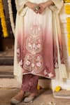 Shop_Angad Creations_Cream Cotton Satin, Georgette Zareena Thread And Tilla Work Ombre Kurta Set 