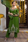 Buy Angad Creations Green Crepe, Organza Embroidery, Zari Scoop Neck Gulshan Kurta Set Buy_Angad Creations_Green Crepe, Organza Embroidery, Zari Scoop Neck Gulshan Kurta Set