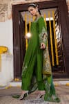 Angad Creations Green Crepe, Organza Embroidery, Zari Scoop Neck Gulshan Kurta Set Online Angad Creations_Green Crepe, Organza Embroidery, Zari Scoop Neck Gulshan Kurta Set _Online