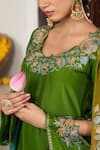 Shop Angad Creations Green Crepe, Organza Embroidery, Zari Scoop Neck Gulshan Kurta Set Online Shop_Angad Creations_Green Crepe, Organza Embroidery, Zari Scoop Neck Gulshan Kurta Set _Online