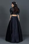 Shop_Damoiselle_Black Satin, Shantoon Sequins, Beads High Madrid Embroidered Skirt With Blouse _at_Aza_Fashions