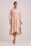 Buy_Madder Much_Beige Chanderi Silk, Cotton Collared, Philo Almond Burst Back Drop Shirt Dress _Online_at_Aza_Fashions