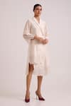Buy_Madder Much_Ivory Chanderi Silk Embroidery, Beads, Sequins Logan Quattro Button Blazer Dress 