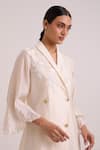 Buy_Madder Much_Ivory Chanderi Silk Embroidery, Beads, Sequins Logan Quattro Button Blazer Dress _Online