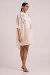 Buy_Madder Much_Ivory Chanderi Silk, Modal Embroidery, Metallic Thread Mimi Framed Shirt Dress _Online_at_Aza_Fashions