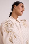 Buy_Madder Much_Ivory Chanderi Silk, Modal Embroidery, Metallic Thread Mimi Framed Shirt Dress 