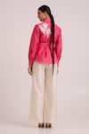 Shop_Madder Much_Pink Chanderi Silk Embroidery, Mirrors Petra Wrap Blazer With Pant _at_Aza_Fashions