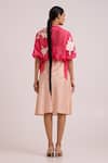 Shop_Madder Much_Peach Bemberg, Cotton Satin, Organza Emery Sheer Bomber Jacket With Dress _at_Aza_Fashions