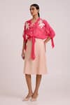 Buy_Madder Much_Peach Bemberg, Cotton Satin, Organza Emery Sheer Bomber Jacket With Dress 