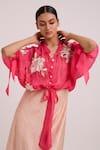 Buy_Madder Much_Peach Bemberg, Cotton Satin, Organza Emery Sheer Bomber Jacket With Dress _at_Aza_Fashions