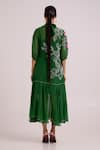 Shop_Madder Much_Green Organza, Satin Embroidery, Beads High Neck Reine Soft Bloom Dress _at_Aza_Fashions