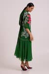 Madder Much_Green Organza, Satin Embroidery, Beads High Neck Reine Soft Bloom Dress _Online_at_Aza_Fashions