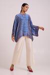 Buy_Madder Much_Blue Georgette, Satin, Chanderi Silk Sabrina Electric Cloud Top With Pant 