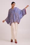 Shop_Madder Much_Blue Georgette, Satin, Chanderi Silk Sabrina Electric Cloud Top With Pant 