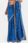 Buy_Kora_Blue Organza, Chanderi Embroidery, Zari, Beads, Dori Booti Saree 