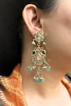 Prestones Green Stones, Beads, Pearls Pastel Kundan Embellished Earrings Online at Aza Fashions Prestones_Green Stones, Beads, Pearls Pastel Kundan Embellished Earrings _Online_at_Aza_Fashions