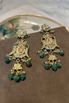 Buy_Prestones_Green Stones, Beads, Pearls Pastel Kundan Embellished Earrings _Online_at_Aza_Fashions
