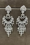 Shop_Prestones_Silver Plated Crystals, Stones Royal Cascade Zirconia Embellished Earrings _at_Aza_Fashions