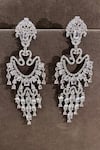 Prestones_Silver Plated Crystals, Stones Royal Cascade Zirconia Embellished Earrings _Online_at_Aza_Fashions