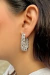 Buy_Prestones_Silver Plated Crystals, Rhinestones Petite Loop Zirconia Embellished Hoops _at_Aza_Fashions