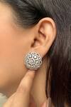 Buy_Prestones_Silver Plated Crystals, Rhinestones Round Shaped Zirconia Studs _at_Aza_Fashions
