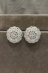 Shop_Prestones_Silver Plated Crystals, Rhinestones Round Shaped Zirconia Studs _at_Aza_Fashions