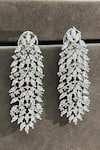 Shop_Prestones_Silver Plated Stones Sleek Tassel White Zirconia Earrings _at_Aza_Fashions