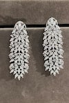 Prestones_Silver Plated Stones Sleek Tassel White Zirconia Earrings _Online_at_Aza_Fashions