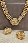 Prestones_Gold Plated Beads, Stones, Faux Diamonds Temple Heritage Motif Necklace Set _Online_at_Aza_Fashions