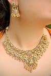Buy_Prestones_Gold Plated Stones, Beads Floral Motif Necklace Set _at_Aza_Fashions