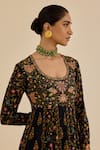 Shop Ritu Kumar Black Viscose, Lycra Embroidery, Piping Scoop Floral Print And Aari Anarkali Set Online at Aza Fashions Shop_Ritu Kumar_Black Viscose, Lycra Embroidery, Piping Scoop Floral Print And Aari Anarkali Set _Online_at_Aza_Fashions