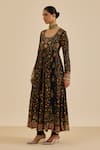 Ritu Kumar Black Viscose, Lycra Embroidery, Piping Scoop Floral Print And Aari Anarkali Set at Aza Fashions Ritu Kumar_Black Viscose, Lycra Embroidery, Piping Scoop Floral Print And Aari Anarkali Set _at_Aza_Fashions