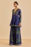 Ritu Kumar Blue Silk, Viscose Embroidery, Sequins Paisley Print And Kurta With Palazzo Online at Aza Fashions Ritu Kumar_Blue Silk, Viscose Embroidery, Sequins Paisley Print And Kurta With Palazzo _Online_at_Aza_Fashions