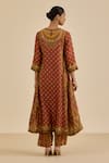 Shop_Ritu Kumar_Brown Silk, Rayon, Crepe, Viscose, Chinon Mirrors, Geometric Print And Kurta Set _at_Aza_Fashions