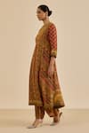Ritu Kumar_Brown Silk, Rayon, Crepe, Viscose, Chinon Mirrors, Geometric Print And Kurta Set _Online_at_Aza_Fashions