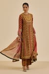 Buy_Ritu Kumar_Brown Silk, Rayon, Crepe, Viscose, Chinon Mirrors, Geometric Print And Kurta Set _at_Aza_Fashions