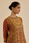 Buy_Ritu Kumar_Brown Silk, Rayon, Crepe, Viscose, Chinon Mirrors, Geometric Print And Kurta Set 