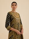 Shop_Ritu Kumar_Black Silk, Rayon, Crepe, Viscose, Chinon Embroidery, Geometric And Kurta Set _Online_at_Aza_Fashions