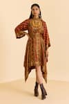 Buy Ritu Kumar Brown Silk High , Keyhole Geometric Print Handkerchief Hem Dress at Aza Fashions Buy_Ritu Kumar_Brown Silk High , Keyhole Geometric Print Handkerchief Hem Dress _at_Aza_Fashions