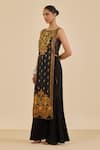Buy Ritu Kumar Black Silk, Polyester Embroidery Boat Floral Pattern Straight Kurta Gharara Set Online at Aza Fashions Buy_Ritu Kumar_Black Silk, Polyester Embroidery Boat Floral Pattern Straight Kurta Gharara Set _Online_at_Aza_Fashions